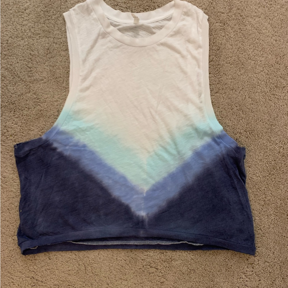 Free People Dip-Dye White to Navy Blue Cropped Tank